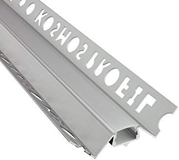 tktrading24 IN-T77 LED Premium Fliesenprofil Ecke innen 10mm silber 2m milky