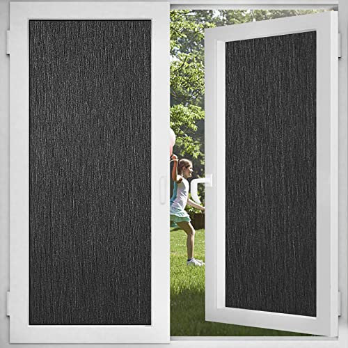 Reusable Blackout Window Film Tint Room Darken Silk Privacy Static Cling Glass Vinyl Insulation Door Cover 100% Light Blocking No Glue for Day Sleep,Baby Nap Security 17.5 Inch x 6.5 Feet