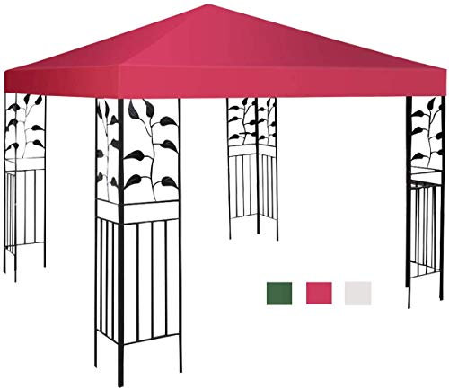 RELAX4LIFE Pavillondach Polyester, Ersatzdach für Pavillon, Pavillonplane wasserabweisend, Dachabzug UV-Schutz, Kaminabzug Farbwahl, Dachplane Gute Luftzirkulation, 3 x 3 m (Rot)