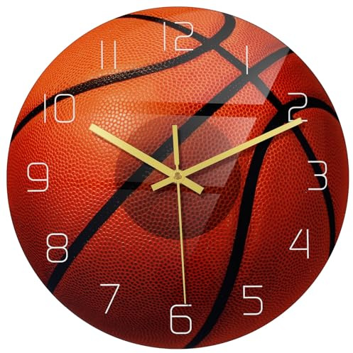 BESPORTBLE Basketball Wanduhr Kreative Stumme Bewegung Wanduhr Runde Sportwand Stille Uhr Home Wandkunst Dekoration