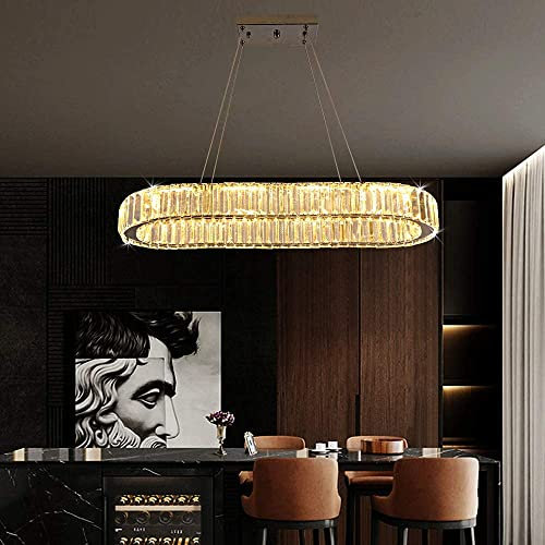 VETRULUS LED Kristall Deckenleuchte, Moderne Kristallkronleuchter,Edelstahl Pendelleuchte für Schlafzimmer Wohnzimmer Esszimmer
