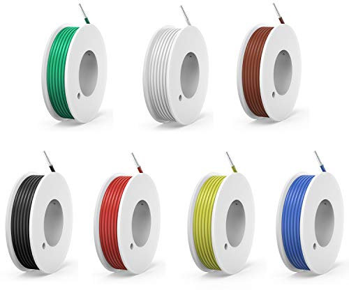 0.8mm² 18awg Elektrischer Draht Kabel aus solide verzinntem Kupferdraht 7 Farben je 5 Meter Spule Superflexible DIY