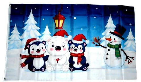 Fahne/Flagge Winter Schneemann 90 x 150 cm
