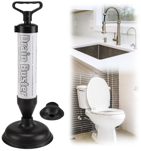 MTS Air Pump Drain Unblocker - Sink & Toilet Plunger with Small & Large Suction Cups - Powerful Clog Remover & Drain Buster for Bathroom Kitchen Home