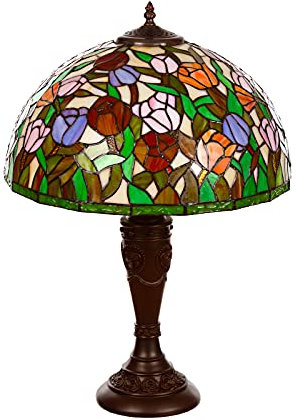 Birendy Lampe im Jugendstil -Stil 16 Zoll Libelle, Schmetterling edel, Rose Dekorationslampe, MosaikStil, Glaslampe, Leuchte,Tischlampe, Tischleuchte (Tiff 193 Tulpe)