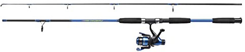Shakespeare Firebird Spinnrute und Angelrolle – gefüllt mit Schnur, angelfertig, für Salz- oder Süßwasser, Blue/Black