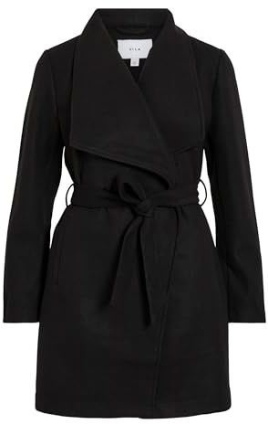 Vila dam Vicooley Collar Belt Coat-Noos kort kappa, svart, 38