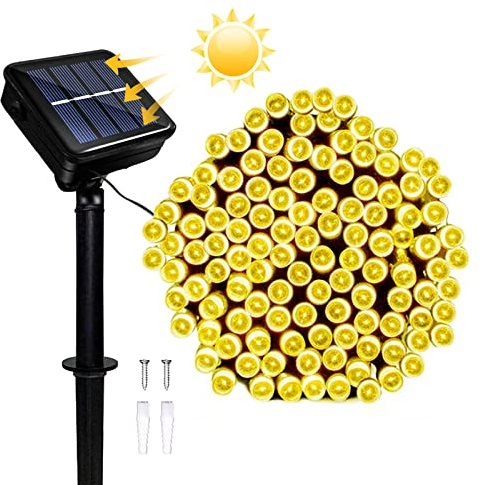 Micacorn Solar Lichterkette Aussen, Wasserdichte Lichterkette 10 Meter 8 Modi 100 LED Solar Lichterkette für Garten Hochzeits Terrassen Bäume Party Weihnachten Dekoration