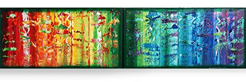 Regenbogen Abstract A622 - Lange Acrylbilder - modernes Design - Abstrakte farbenfrohe Gemälde - original handgemalte Leinwand Bilder - Diptychon Malerei von Ksavera