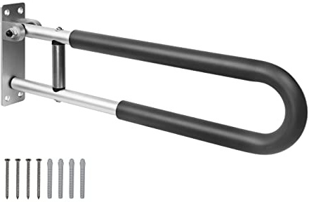 PEPE Mobility WC Haltegriff klappbar gepolstert 58 cm, Aluminium (1 Stück) | Stützklappgriff für Toilette und Badezimmer, Wandstützgriff zur Wandmontage, Aufstehhilfe für Behinderte, Bis 100 kg