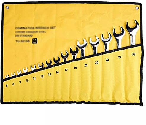 15pcs Ratchet Spanner Set 6-32mm Ratchet Socket Wrench Nut Tool