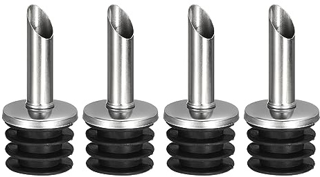 sourcing map Stainless Steel Bottle Pourers 4Pcs Olive Oil Spout Black | Wine Pourers,Liquor Pour Spouts for Pours Liquid,Olive Oil,Wine,Vinegar,Most Liquor Bottles