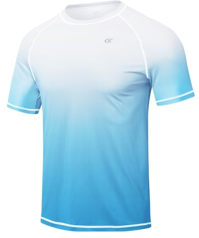 Huayuzh Herren UV Shirt Rashguard T-Shirt Schwimm Shirt Schnelltrocknend Leicht Atmungsaktiv Surfen Angeln Wandern Top