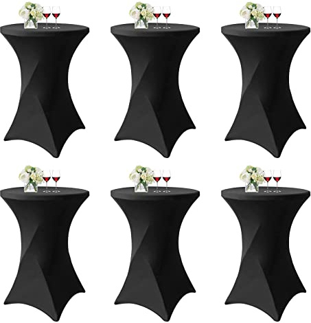 Vnituasr 6er-Set Cocktail Tischhussen, Stehtisch Husse für Bistrotisch Ø 60-65 cm, Schwarz Stretch-Tischdecke für Party, Bankett und Hochzeitsereignis(60×110cm,schwarz)