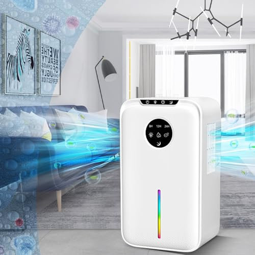 aallwwsso Deshumidificadores para el hogar, Deshumidificador silencioso con Temporizador, Deshumidificadores pequeños portátiles con luz de 7 Colores para Dormitorio, baño