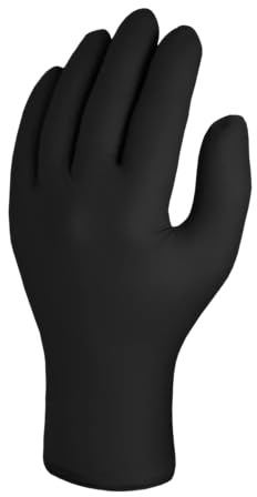 Skytec TX 524 Black Nitrile Disposable Gloves - Latex Free, Powder Free, Exam Disposable Gloves, Disposable, Surgical, Cleaning, Food Gloves, Extra Strong, Black Disposable Gloves