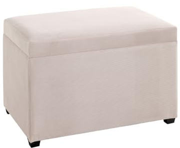 HAKU Cassapanca per sedili crema, MDF, tessuto in corda - Dim. L 58 cm x A 42 cm x P 39 cm, Stile Moderno