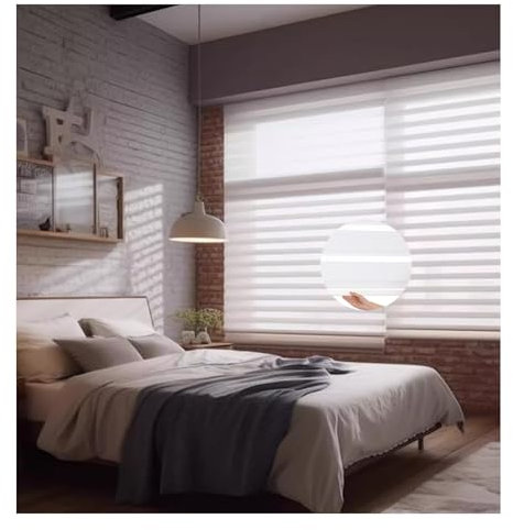 Doppelrollo schnurlos,Zebra-Jalousien aus Stoff,Rollos for Fenster & zum Bohren, Drücken Und Ziehen Springrollos, Lichtdurchlässig Aber Blickdicht Mittelzugrollo (Size : W140xH180cm/W55.11xH70.86in