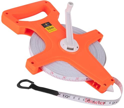 Open Reel Tape Measure 165 Feet, Fiberglass Tape Measure, Yard Measuring Tape Fit for Sports Field, Outdoor, Engineer,Track, Durable Dual-Sided Measuring Reel with Feet and Meters (1/2')