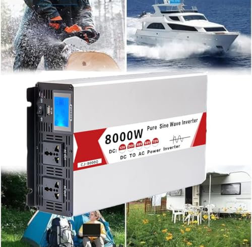 8000W 6000W Inversor 12V 24V 48V 60V A AC 110V /220 V Onda Pura Transformador de Corriente Power Inverter de Voltaje con a,Pantalla LCD,para Coche Placa Solar,6000W-12VTO110V