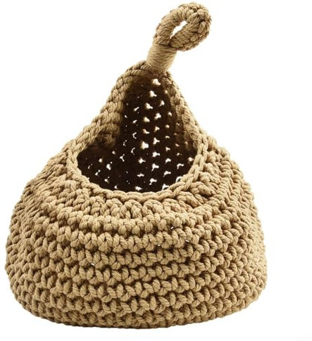 Hasaller Hängende Wandkörbe Jute Öko-Hängekorb Baumwollseil Aufbewahrungsbox Hängewand Handgewebtes Baumwollseil Atmungsaktiv für Gemüse Obst Tomaten Kartoffel (B 30xH26x35cm)