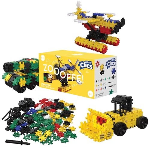 Nano Clics Transport 250, Konstruktionsspielzeug für Kinder ab 8 Jahren, kreatives Lernspielzeug im 250-teiligen Set, Bausteine für Mädchen und Jungen, Montessori STEM, dauerhaftes Spielzeug