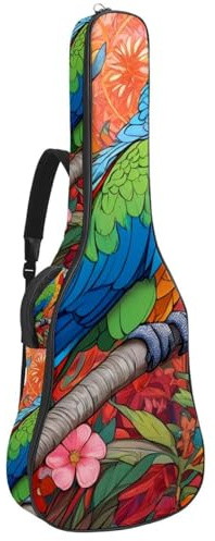 Große schöne Gitarrenkoffer, wasserdichte Gitarrentasche mit Schwamm-Schutzschicht, Farbzeichnung Eule, Mehrfarbig Nr. 08, 42.9x16.9x4.7 in, Gitarrentasche