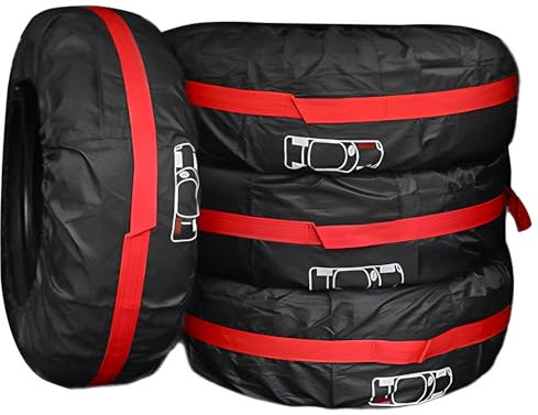 AKOLAFE 4 Stück Reifentaschen Set 18-22 Zoll Reifenschutzhülle Wasserdicht Reifen Aufbewahrungstasche Staubdicht Reifensäcke Schwarz Reifenabdeckung für Sauberer Transport und Lagerung (Ø 80 cm)