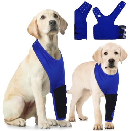 Hjyokuso Body Post Operatorio Cane, Tuta Post Operatoria Cane per Zampa Anteriore Sinistra, Manicotto Recupero Cani Ginocchiere per Cani, Evita Leccate e Morsi, Alternativa al Collare Elisabettiano