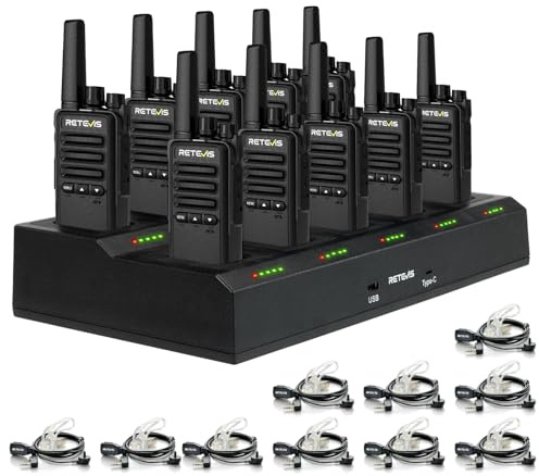 Retevis RT668B Walkie Talkie, PMR446 Funkgerät, USB-C, 16 Kanäle, Wiederaufladbare Funkgeräte Set für Sicherheit, Restaurant, Lager (Mit 10-Wege-Ladegerät)