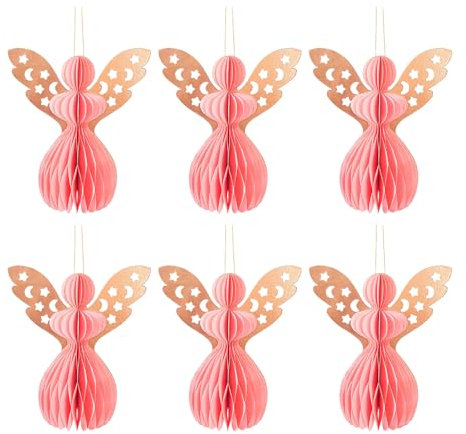 6 Stück Engels-Papier-Ornament, Weihnachtsbaumschmuck, Weihnachtsdekoration, hängende Dekoration für Hochzeit, Babyparty, Geburtstag
