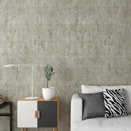 LACHEERY Papier Peint Gris Vert Beton Tapisserie Murales Papier Peint Chambre Industriel 40cm x 200cm Vinyle Adhesif Mural Mat Imperméable Revetement Mur Autocollant pour Salon Bureau Restaurant