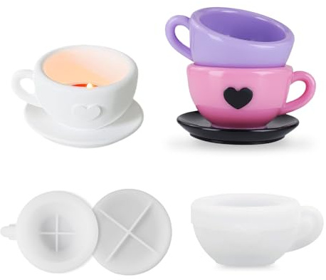 FULHANY Stampi Per Candele,Stampi In Silicone Candele Fai Da Te,Stampo Candela 3d Te, Aromaterapia,Stampi Candele Silicone Per Aromaterapia
