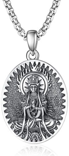 ADMETUS Buddha Anhänger Silber 925 Buddha Kette Kettenanhänger Schutzsymbol Glücksbringer Anhänger Vairocana Halskette Buddhismus Schmuck Geschenke für Herren