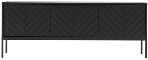 Lomadox Lowboard TV Board Fernsehschrank Medienschrank Fernsehtisch ca. 151 cm breit modern in schwarz matt mit Fischgrät Dekor