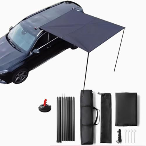 QSNYJPL Toldo Furgoneta Camper Lateral, Toldo Coche y Camping, Tejido Oxford 210D, Impermeable PU3000MM, Resistente A La Intemperie UPF50+, Varilla de Soporte Metálica para SUV, Camión(Black)