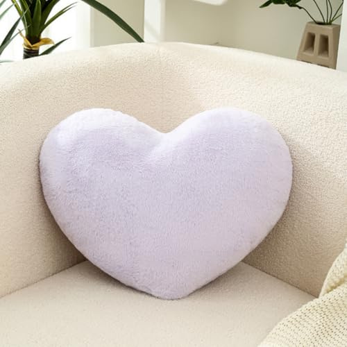 JPORSHU Soft Heart Shaped Throw Pillow - Plush Faux Fur Decorative Cushion for Bed, Sofa & Room Decor for Women, Girls, Kids (10x13 (Purple)