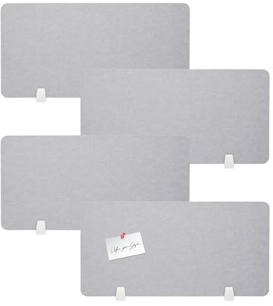 petour 4 Stück Schreibtisch sichtschutz (40 * 80cm), Freistehende akustik trennwand, Schreibtischtrennwand Aus Filz,Geräuschreduzierende tischtrennwand für Arbeitstische, 9 mm Dicke,grau