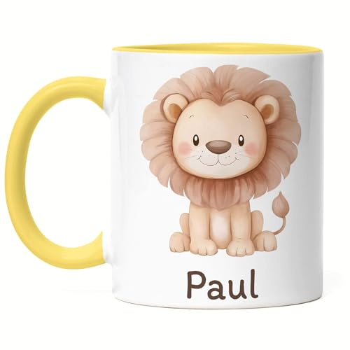 Kiddle-Design Kindertasse mit Namen Personalisiert, Personalisierte Tasse Kinder mit Elefant, Namenstasse Elefanttasse, Kinderbecher als Geschenk zur Geburt, Taufe Weihnachten - Tasse Weiß