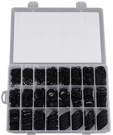 Cpolebev 1200 Pezzi Rondella di Tenuta O-Ring Kit O-Ring In Gomma Nera Guarnizione Idraulica Resistente All'Olio per Alte Temperature
