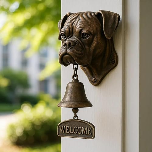Hund Willkommen Türklingel, Retro Hundekopf Kopfform Dekoration Türglocke, Vintage Willkommensglocke für Innen- und Außenbereich, Hängende Wandmontage Abendessen Glocken (C)