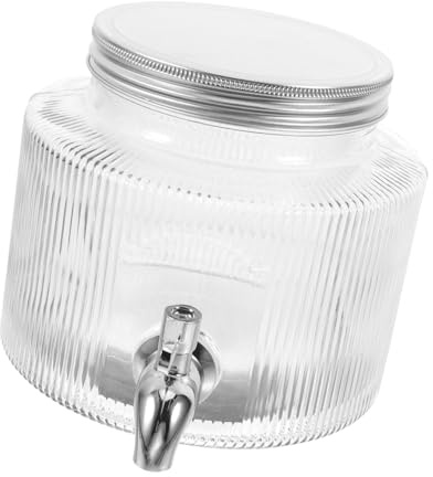 FUNNETOYU Dispensador de Agua de Vidrio con Grifo Inoxidable Gran Capacidad para Jugos Limonada y Té para Fiestas y Doméstico Nevera
