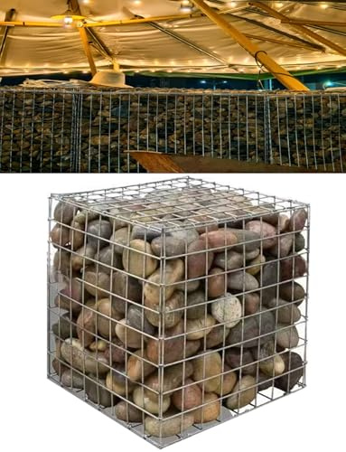 Galvanized Steel Gabion Wall Panel with Covers, Garden Stone Wire Basket Fencing for Patio Decorative Fence