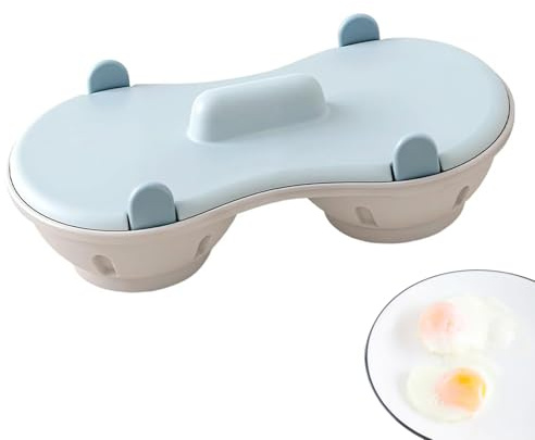 Cucina di uova a microonde 2 Cavità - Strumento da cucina rapido, facile utilizzo | Pollero a doppia camera per stile morbido, contenitore resistente con costruzione resistente al calore, apparecchio