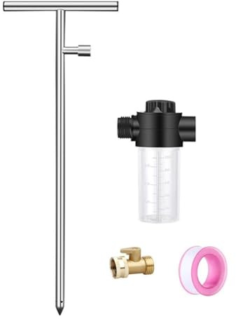 MonoSora Strumento per irrigazione profonda in acciaio inox, 81,3 cm, con manico a T, per arbusti, alberi da frutto, pomodori, compatibile con tubi da giardino standard