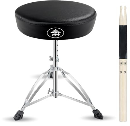 Conboxus Drum Throne Seat Adjustable-Height with Padded Seat Double-Braced Legs Non-Slip Design Drum Stool for Drummers Comfortable Cushion for Practice Performance