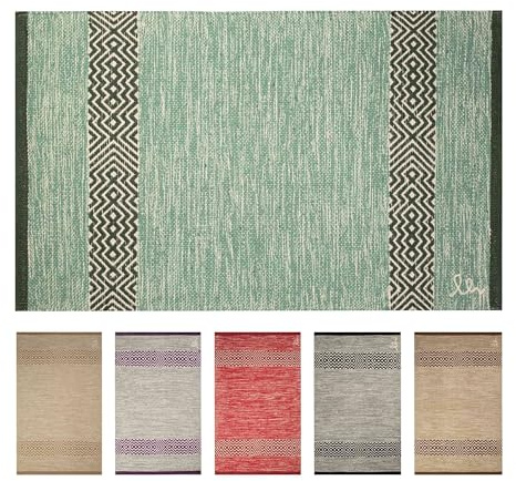 OLIVO.shop Tappeto Cucina Lavabile, Tappeto Casa Multiuso, Runner Cucina Colorati, Tappeti Cotone per Interni, Passatoia Cucina MASAI 3 (VERDE SALVIA, 55x130 cm)