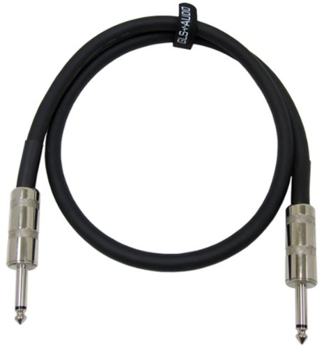 GLS Audio Speaker Cable 1/4 inch to 1/4 inch - 12 AWG Professional Bass/Guitar Speaker Cable for Amp - Black, 3 Ft.