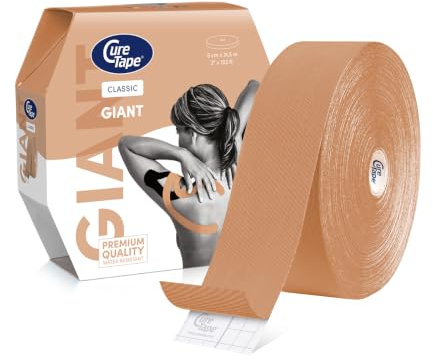 CureTape® Kinesiologie Tape (5 cm x 31,5 m, Beige) | Wasserfest und latexfreies Kinesiotapes | Kinesiotape mit TÜV-Zertifikat | Sporttape für den Profi | Physio Tape für Verletzungen & Beschwerden