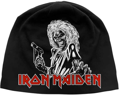 Iron Maiden Beanie Hat Cap Classic Killers Logo Official Black Jersey Print One Size